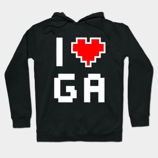 I Love GA - Pixel heart for Georgia gamer Hoodie